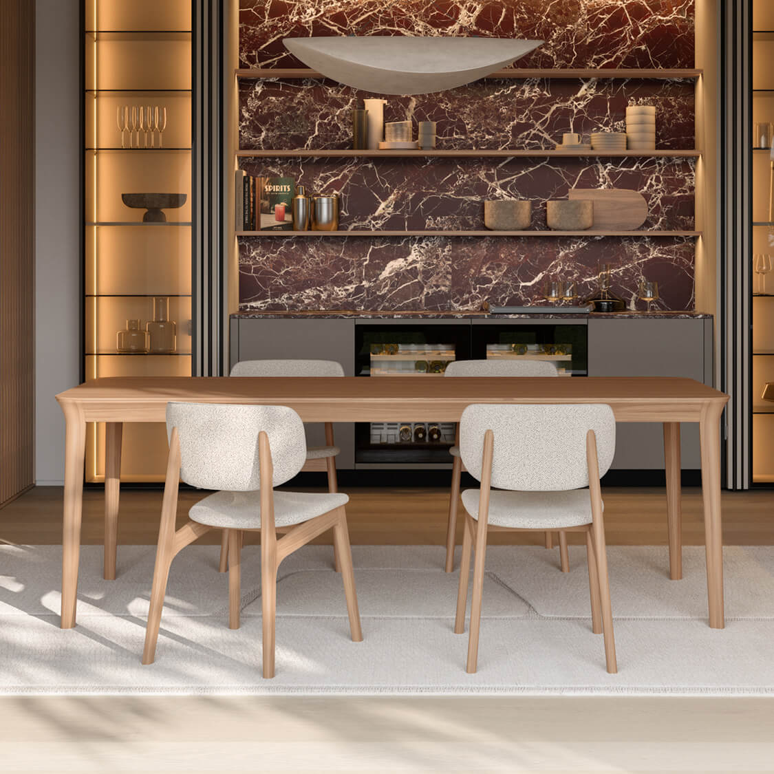 Distinguished Dallagnese Smooth table crafted in medium-tone brown solid wood with a smooth finish for contemporary spaces