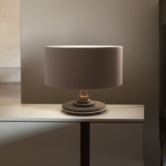 Distinguished Euroluce Dahlia lamp with warm brown nabuk, tobacco plates and topaz crystals in pvc fabric