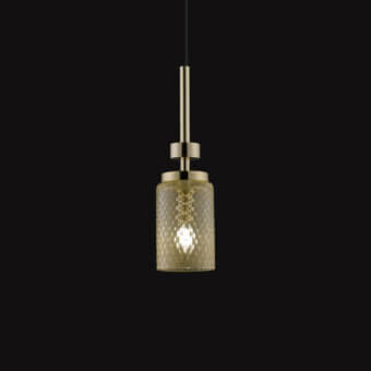 Exceptional Euroluce Dely S1 suspension lamp crafted with glossy gold and textured crystal glass exhibiting a balloton effect