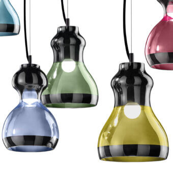 Exceptional Euroluce Infinity S1 suspension lamp with aquamarine hand-blown glass and refined black nickel finish