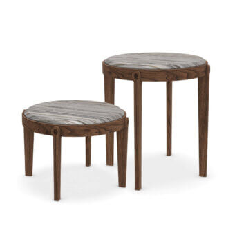 Distinguished Giorgetti Ago side table crafted in Canaletto walnut with a smooth satin finish and gently curved lines