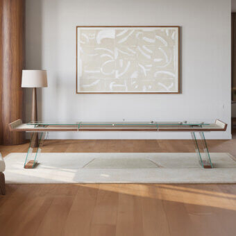 Superior Impatia Scivolo Wood shuffleboard built in dark oak wood with a smooth satin finish
