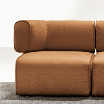 Exceptional LaCividina Nhoto modular sofa with earthy brown textured fabric or leather and subtly rounded edges