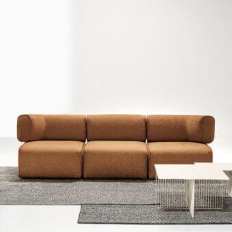 Superior LaCividina Nhoto modular sofa with warm earthy brown fabric or leather and subtly textured finish