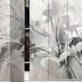 Elegant LondonArt Aria wallpaper with sweeping floral motifs in subtle gray and beige shades offering a translucent finish