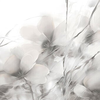 Elegant LondonArt Le Jardin Secret Des Rêves wallpaper with softly defined floral shapes in grayscale and a matte finish