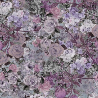 Captivating LondonArt Out of Focus wallpaper with hazy lavender, purple and gray floral design and subtle matte finish