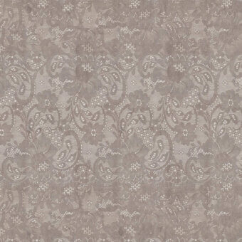 Lavish LondonArt Smiling Phases wallpaper showcases swirling paisley-like motifs in a muted taupe palette with a matte finish