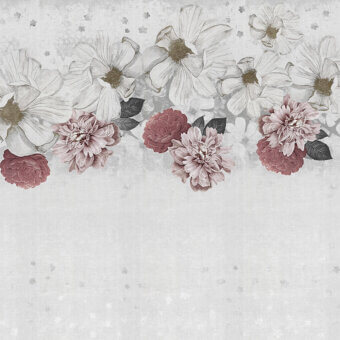 Exceptional LondonArt A Faint Blush wallpaper with softly blurred floral motifs in off-white, pale gold, and muted rose hues with matte finish