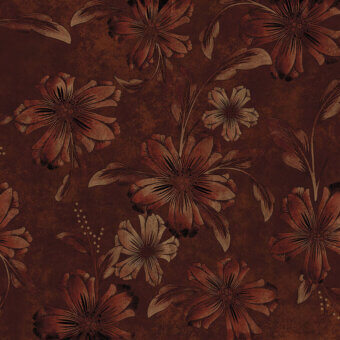 Exceptional LondonArt Jugbands Blues wallpaper displays blooms in reddish-brown and beige tones with a matte, textured finish