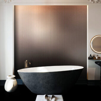 Distinguished LondonArt Shaded Mirror Wallpaper crafted with mirrored composite aluminum exhibiting a glossy finish and gradient reflections