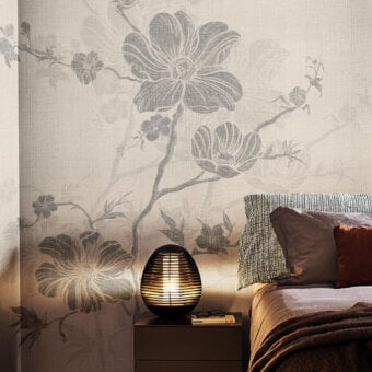 Distinguished LondonArt Sumie #5 wallpaper evokes tranquil beauty with translucent watercolor and masterful negative space in delicate gray and white hues