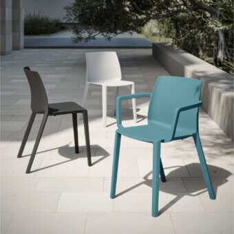 Exceptional MY YOUR Ada chair with durable textured plastic and a vibrant teal finish offering comfortable seating