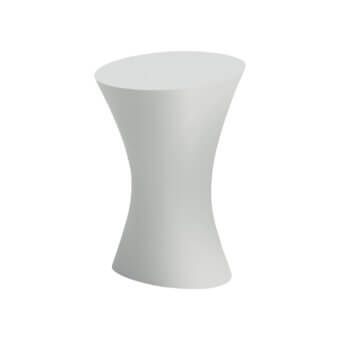 Distinguished MY YOUR Iris coffee table crafted in light neutral gray recyclable Poleasy with smooth matte finish