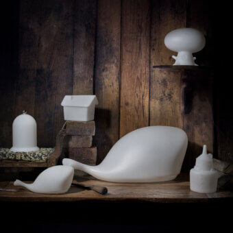 Exceptional MY YOUR Light Tales table lamp set crafted in Italy from translucent synthetic material with a matte finish