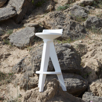 Elegant MY YOUR Oxford stool crafted in white durable plastic with a matte finish and A-shaped base