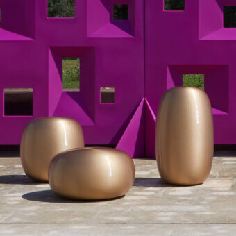 Superior MY YOUR Pandora stool with organically rounded form crafted in textured golden metal and smooth finish