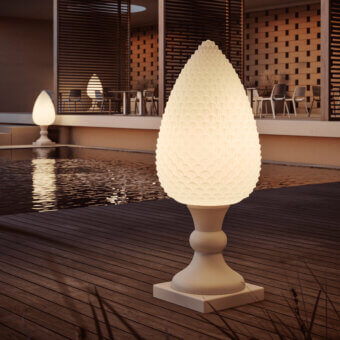 Distinguished MY YOUR Pina floor lamp with a tall organic form crafted in textured synthetic material and a satin finish