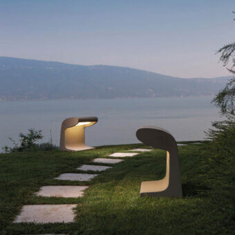 Distinguished Nemo Lighting Borne Béton Grande floor lamp in neutral grey concrete with a smooth matte finish