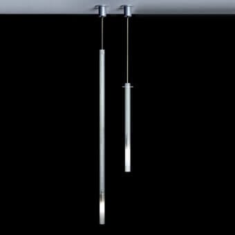 Superior Nemo Lighting Canna Nuda suspension lamp crafted in silver-grey metal with a smooth satin finish