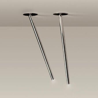 Distinguished Nemo Lighting Canna Nuda Metallo ceiling lamp crafted in polished metal with angular cylindrical elements and reflective silver tone