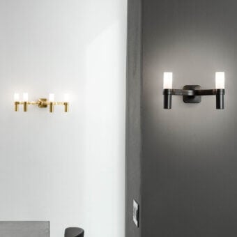 Superior Nemo Crown Wall Lamp, a contemporary fixture built in golden-toned metal with a smooth polished finish