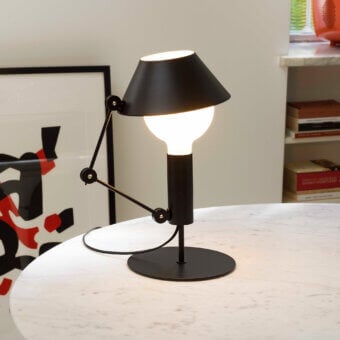 Distinguished Nemo Lighting Mr. Light table lamp with slender adjustable silhouette in matte black steel and aluminum construction
