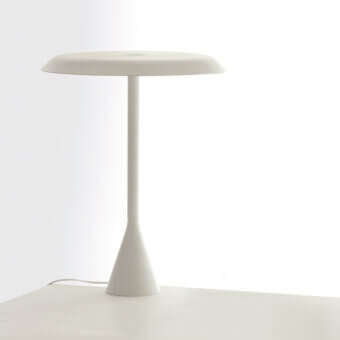 Superior Nemo Panama table lamp with durable methacrylate construction and anti-glare matte off-white surface