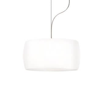 Exceptional Nemo Sirius suspension lamp with circular white glass diffuser and nickel-finished metal core crafted in Italy