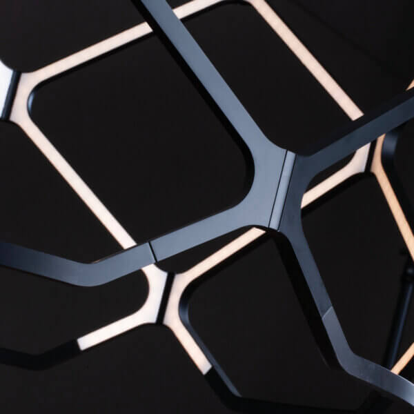 Distinguished Nemo Titia suspension lamp crafted in recycled polymer and dark metal with a matte finish illuminating diffused glow
