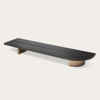 Sophisticated Shake Ego coffee table with warm blockboard ash wood and a dark charcoal gray finish