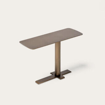 Distinguished Shake Park side table crafted in varnished steel with a uniformly matte brownish-grey finish