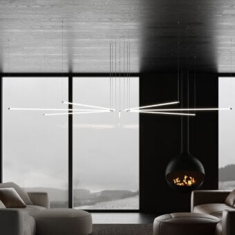 Superior Stillux Line 6 suspension lamp with horizontal tubes crafted in metal and matte finish