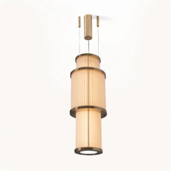 Exclusive Visionnaire Giano suspension lamp with superimposed Pyrex glass rods and satin-finished steel frame