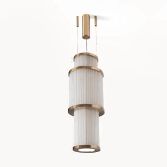 Distinguished Visionnaire Giano suspension lamp with glass levels and satin-finished steel frame diffusing filtered light