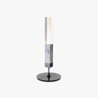 Sophisticated Visionnaire Milano lamp with white marble and embossed steel in a glossy, satin finish