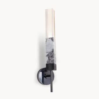 Elegant Visionnaire Milano wall lamp with gray marble and grooved steel in a dark satin metallic finish