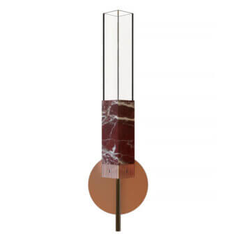 Exceptional Visionnaire Milano wall lamp with reddish-brown marble and grooved steel in satin polycarbonate finish