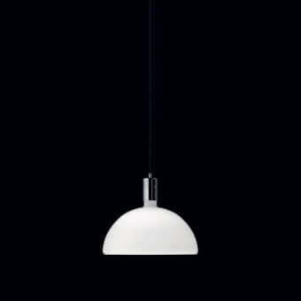 Superior Nemo Lighting AM4 suspension lamp crafted in opaque white hand-blown glass with polished chrome metallic connector
