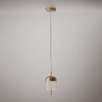Superior VENICEM Doma suspension lamp crafted in transparent Murano glass with a polished golden metal frame