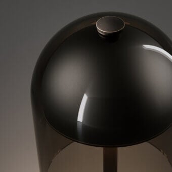 Distinguished VENICEM Doma lamp with sculpted Murano glass shade and glossy smoky gray metal base