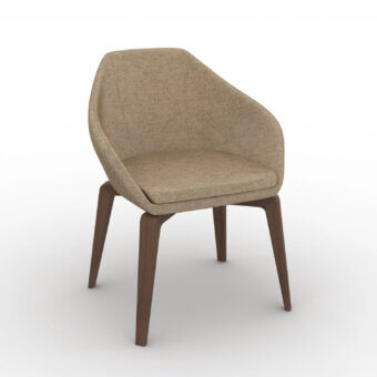 Exceptional CTS Salotti Anna armchair crafted in luxurious fabric with muted beige tone and natural stained ash wood base