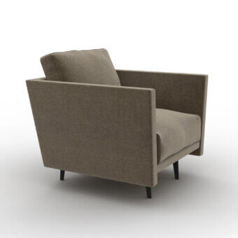 Elegant CTS Salotti Urban Lounge chair upholstered in textured olive-brown textile with sleek dark-toned aluminum feet