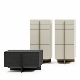 Distinguished Dallagnese Katana dresser crafted in light beige wood with dark accents and a satin finish