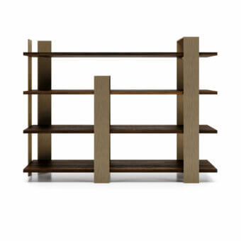 Superior Dallagnese Kyoto bookcase crafted in light beige wood with contrasting dark brown veneer shelves