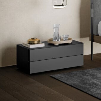Architectural Dallagnese Lama nightstand in dark gray with seamless drawer fronts and matte finish