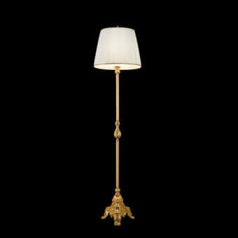 Distinguished Laudarte Gemma floor lamp crafted in bronze with luminous 24K gold plating and a cream textile lampshade