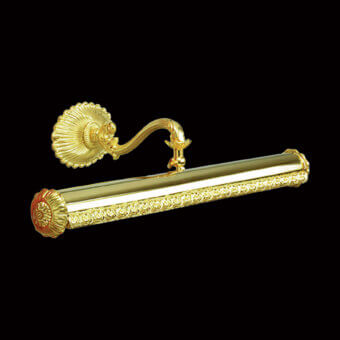 Exquisite Laudarte Prado painting lamp crafted in Italy with bronze castings and radiant 24K gold plated finish