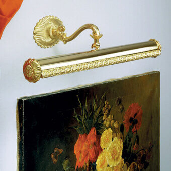 Lavish Laudarte Prado painting lamp crafted in Italy with bronze castings and radiant 24K gold plated finish