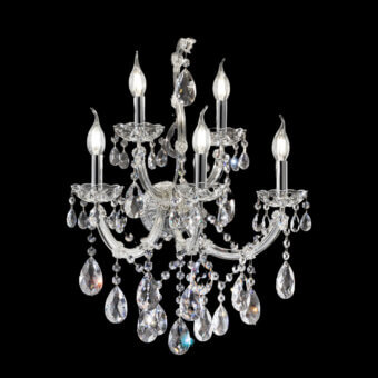 Elegant Laudarte Syrma wall lamp crafted in palladium plated structure with clear Asfour crystal pendants and silver finish